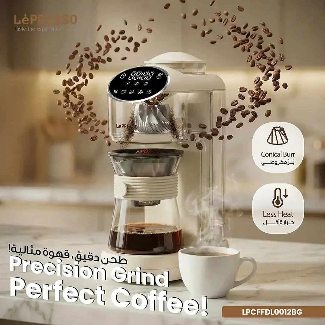 ماكينة قهوة مقطرة LePresso Drip Lab مع مطحنة مدمجة وتحضير 3 أكواب وقدرة 1000 واط