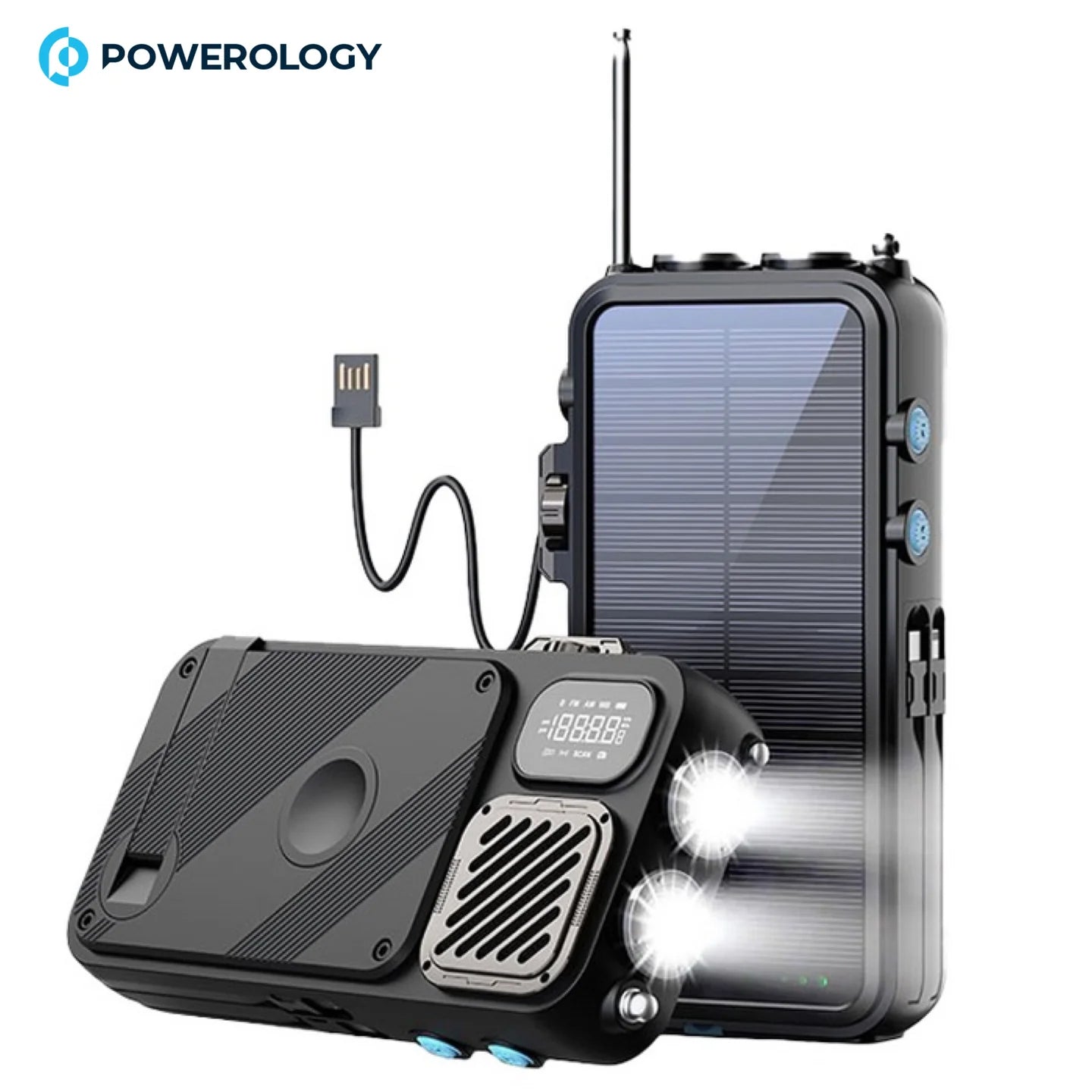 Solar Emergency Radio with 16000mAh Power Bank – LED Lamp, FM, and Wireless Charger