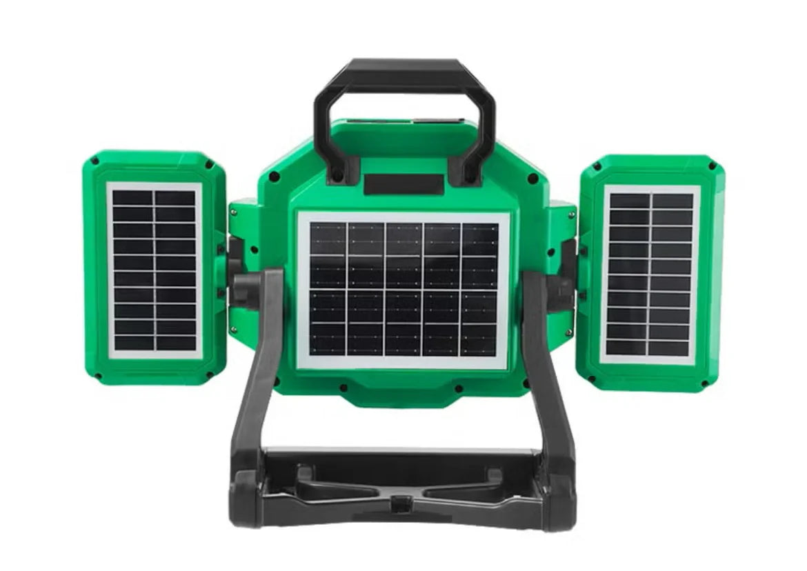 مصباح عمل محمول بالطاقة الشمسية 600 واط – 276 ليد فائق السطوع – بطارية 3300mAh – شحن USB-C وشمسي – مقاوم للماء