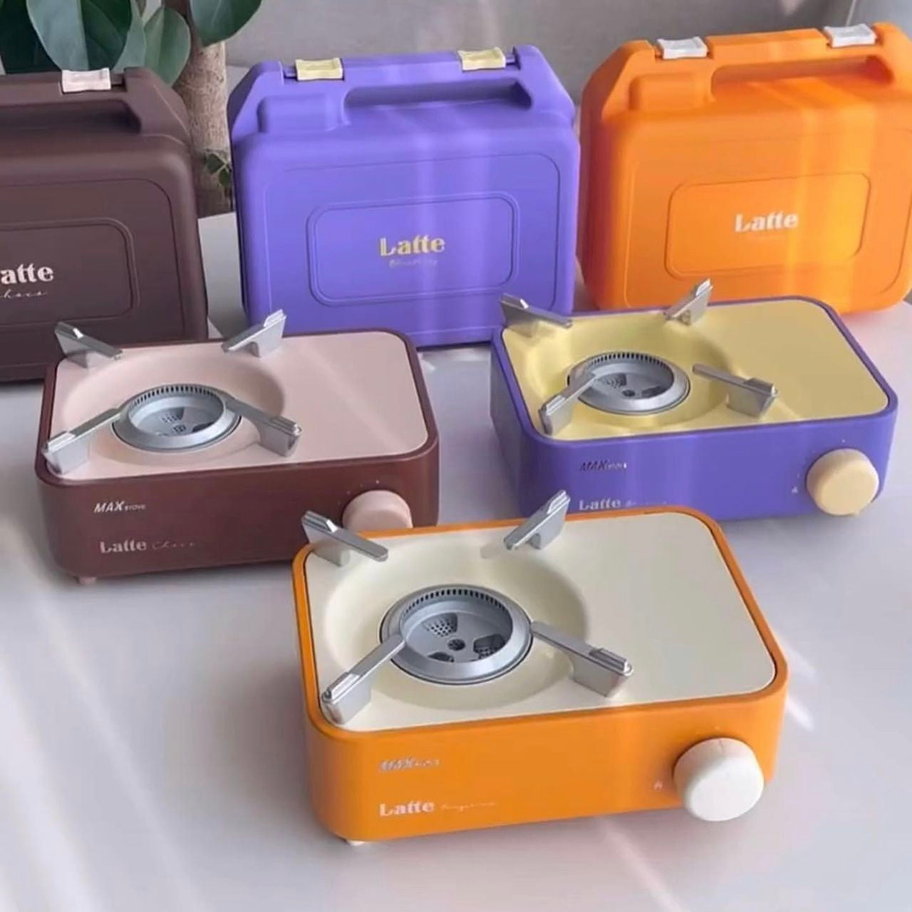 Latte-colored portable gas stove