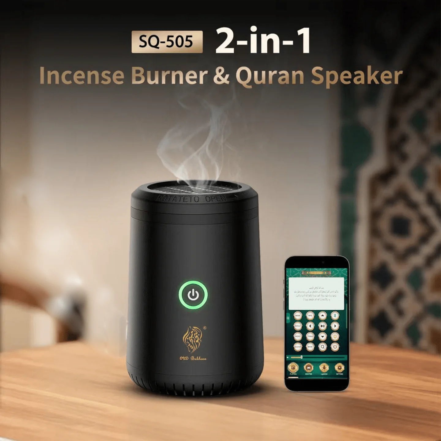 Rechargeable Portable Electric Incense Burner with Quran Speaker
