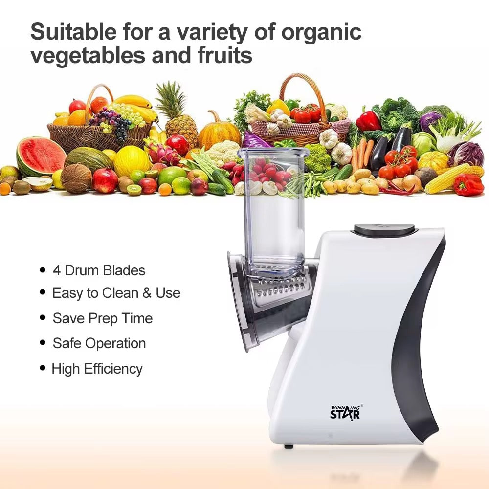 ماكينة تقشير وتقطيع سلطة وخضروات كهربائية 4 في 1 متعددة الوظائف من WINNING STAR