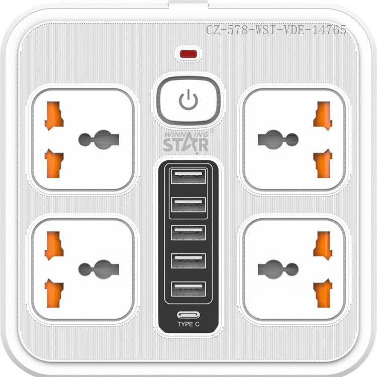 مشترك كهربائي WINNING STAR ST-4031-L - 4 منافذ و5 منافذ USB