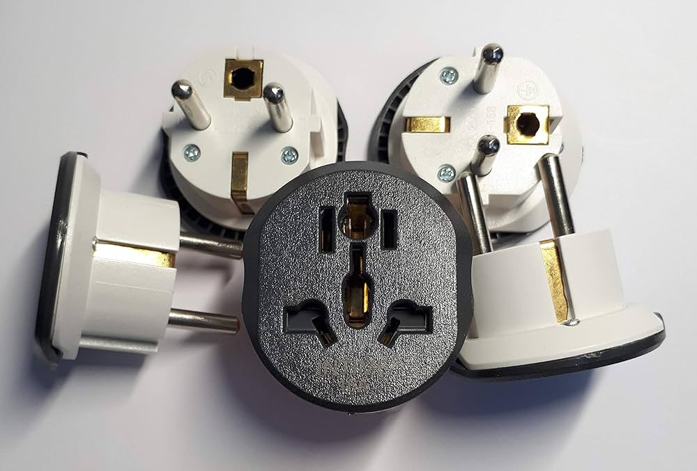 محول مقباس توصيل كهرباء للسفر للبلدان ذات مفاتيح الكهرباء الثنائية اوروبا و غيرها من Winning star