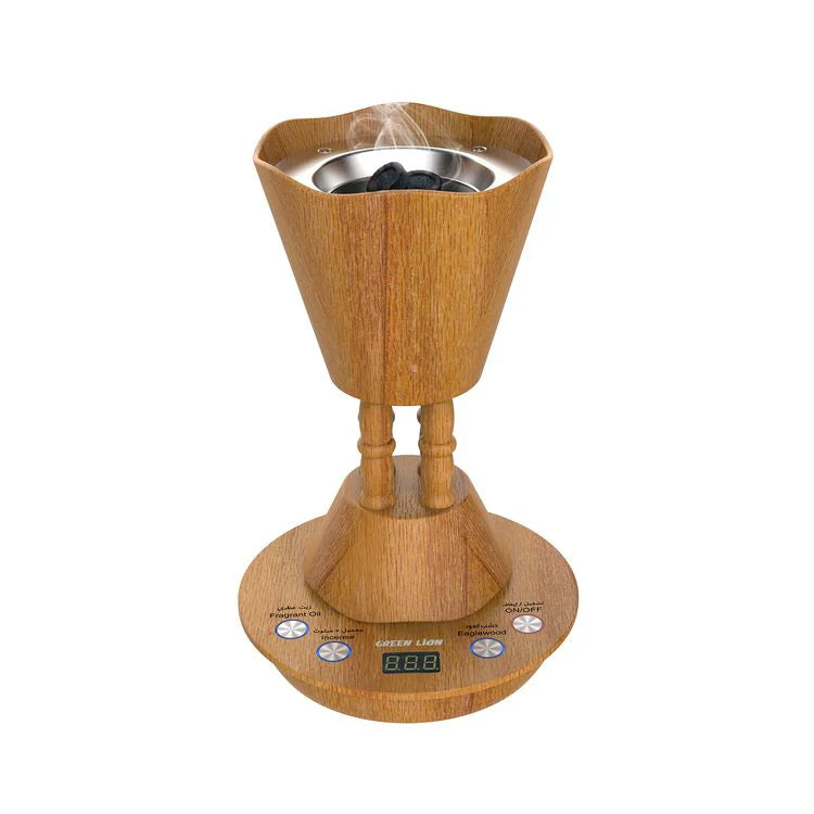 مبخرة كهربائية للمجلس بقاعدة قابلة للفصل وشاشة رقمية – خشبي من Green Lion