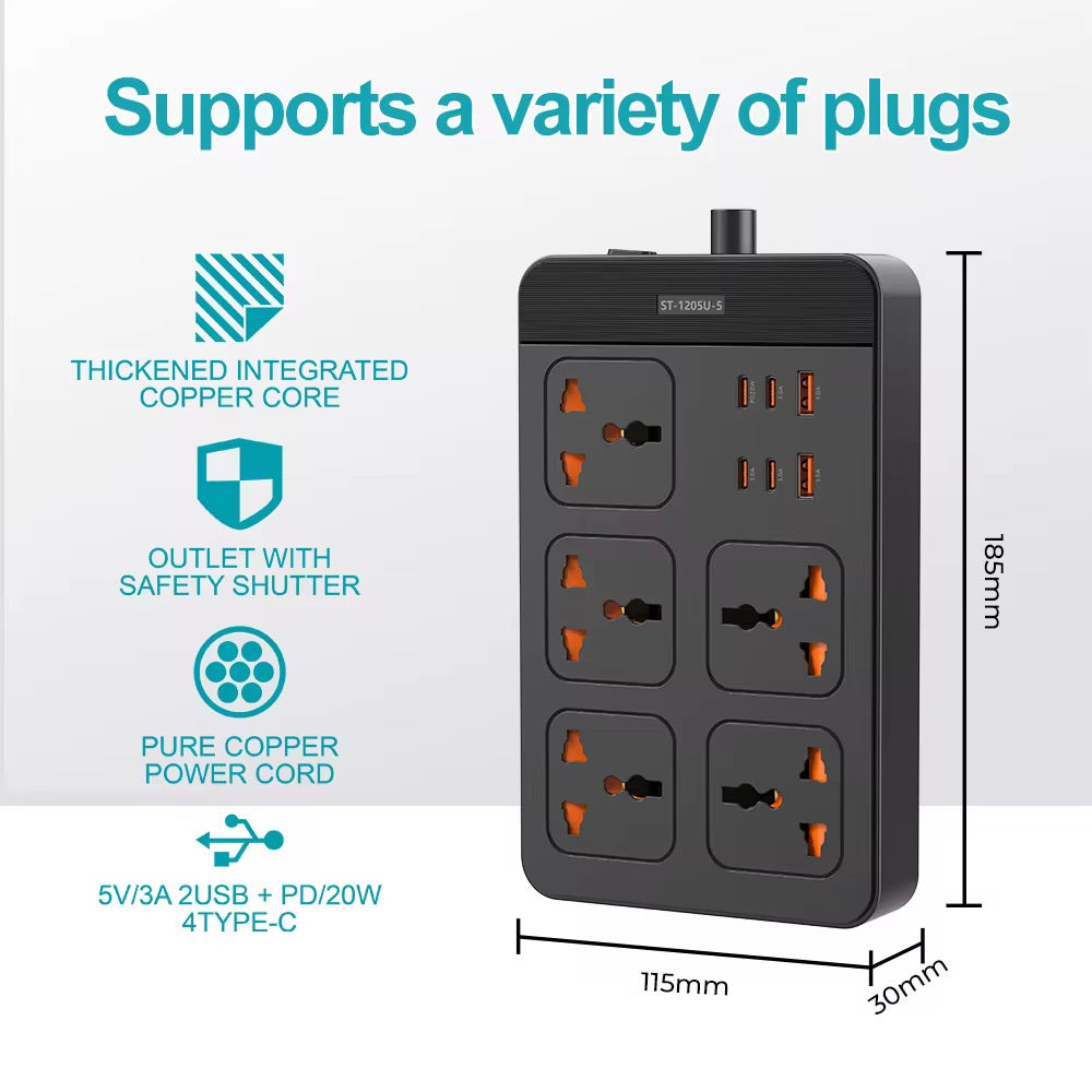 محول كهربائي متعدد المنافذ بقوة 2500 واط بطول 3 متر من Winning Star