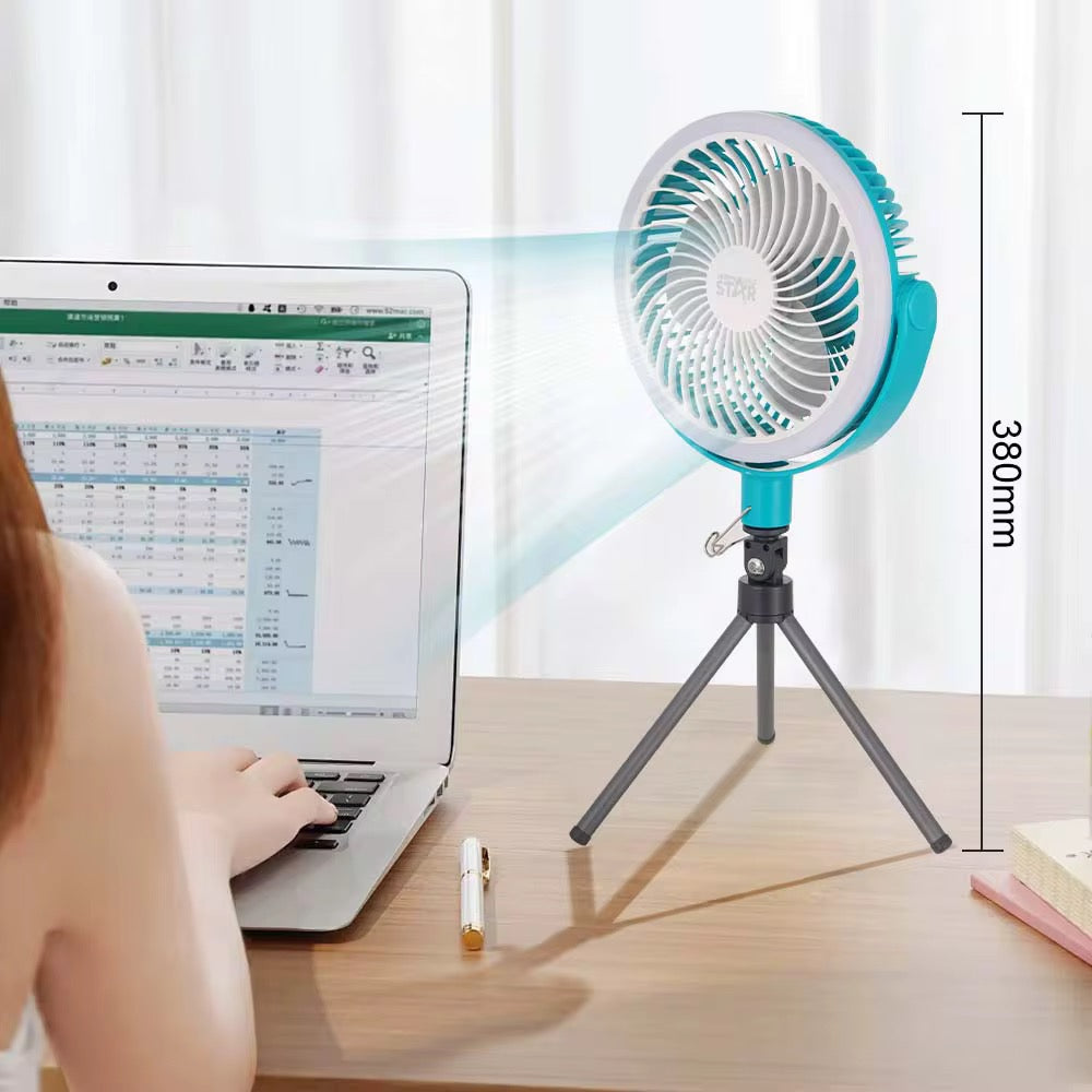 مروحة لاسلكية قابلة لإعادة الشحن – 8 إنش – قابلة للطي – للاستخدام المكتبي والرحلات الخارجية من WINNING STAR