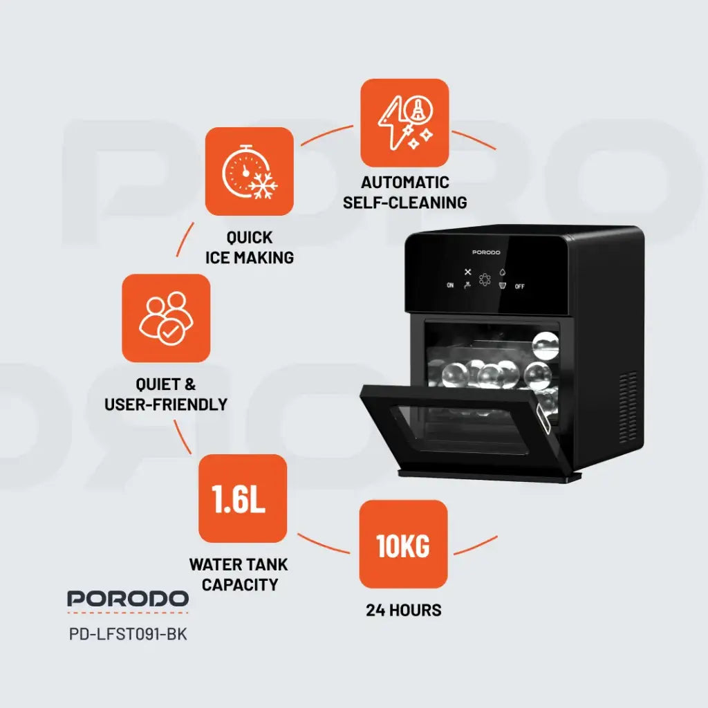 صانعة كور الثلج Porodo Sphere-Shaped Instant Ice Maker – PD-LFST058-BK