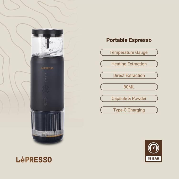 Lepresso Portable Espresso Machine, Stainless Steel, 2500mAh Battery