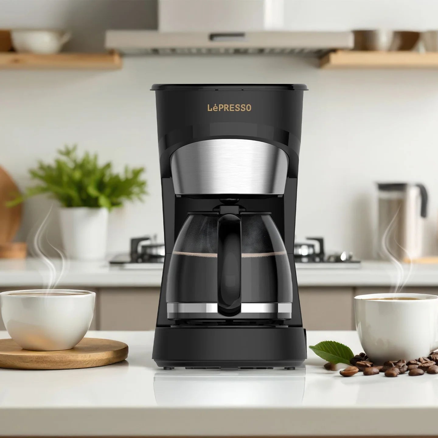 Drip Coffee Maker with Glass Carafe – 1.5L Capacity, 900W Power, Up to 15 Cups by LePresso
