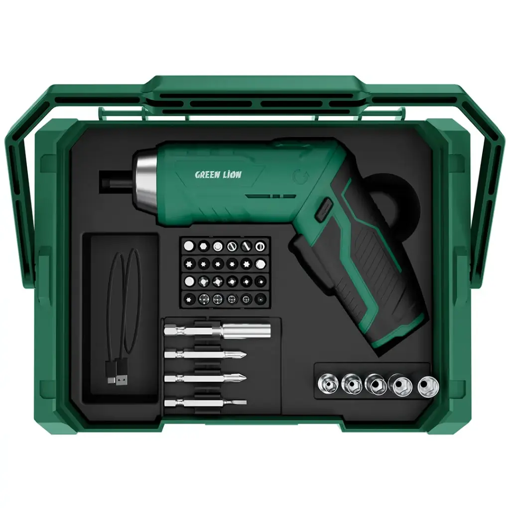 مجموعة أدوات متكاملة Green Lion GTS-700 (213 قطعة) مع مفك كهربائي لاسلكي