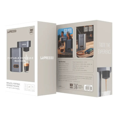 ماكينة إسبريسو محمولة LePresso BrewCell مع شحن USB-C وUSB-A بقدرة PD 45W – رمادي