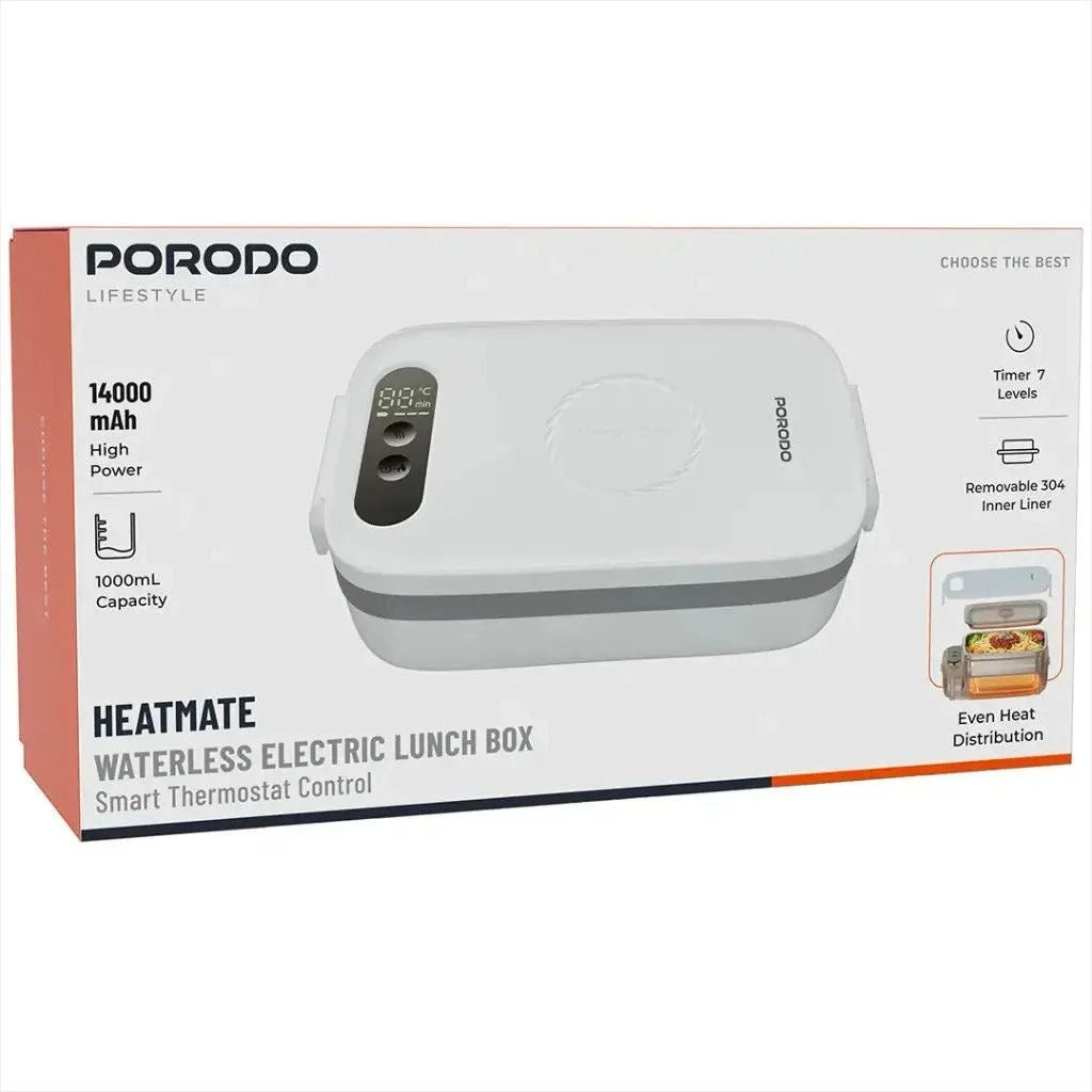 لانش بوكس كهربائي ذكي Porodo HeatMate بسعة 1000ml وبطارية 14000mAh