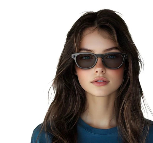 نظارة شمسية مزوده كاميرا بدقة 32 ميجابكسل وسماعة ستيريو، تحكم باللمس، ومساعد صوتي بالذكاء الاصطناعي من Powerology