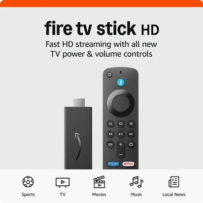 Amazon Fire TV Stick HD (أحدث إصدار) – مشغل بث Full HD مع جهاز تحكم Alexa Voice Remote ودعم Wi-Fi 6
