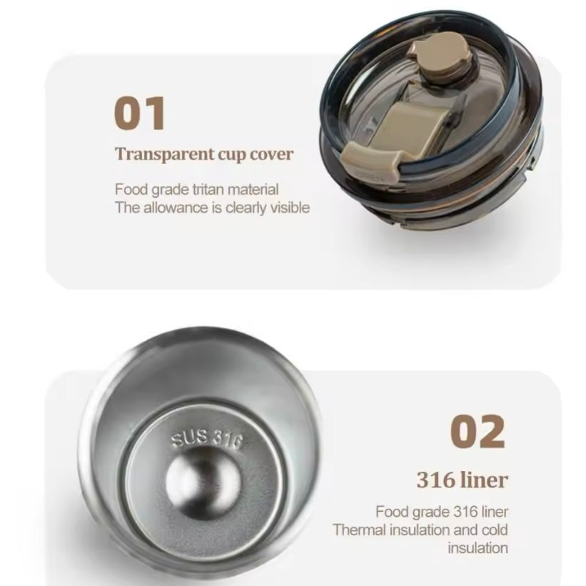 Large capacity compressed mug, a gift mug made of food-safe stainless steel with a capacity of 520 ml, comfortable and waterproof