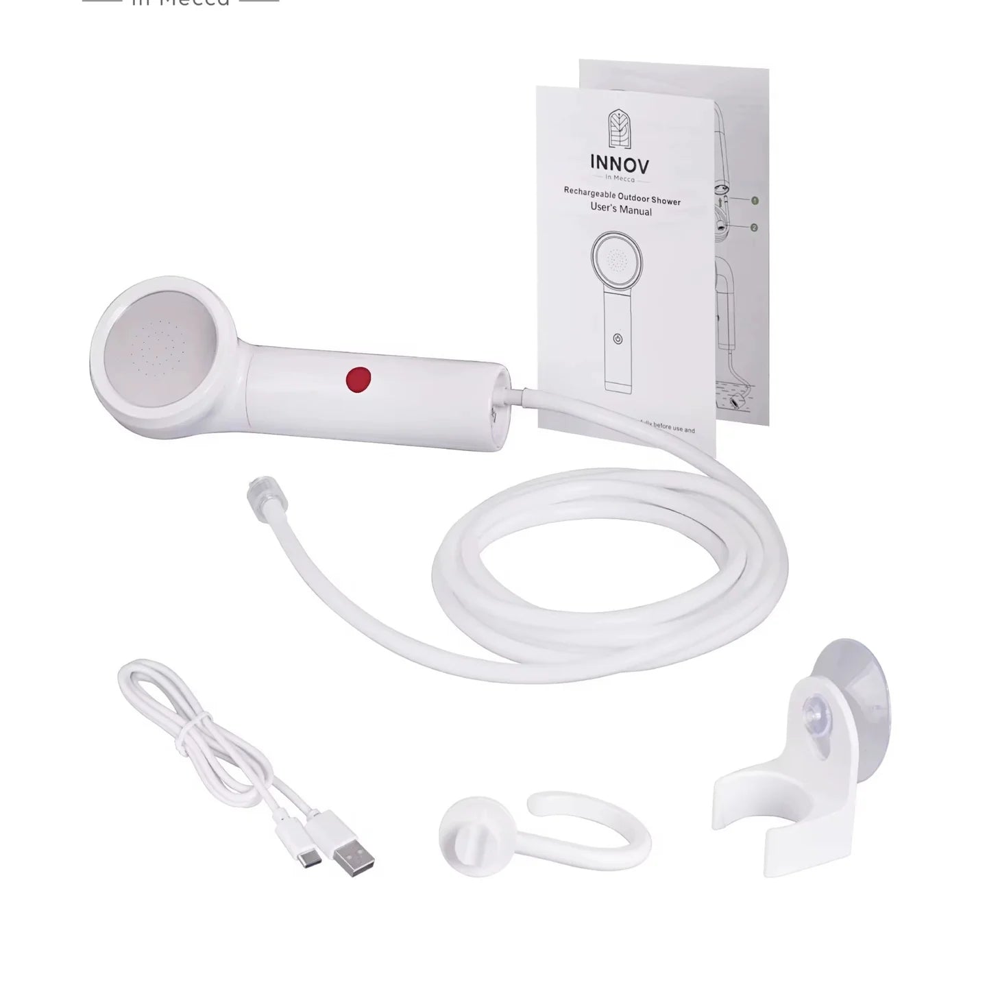 INNOV Portable Electric Shower for Camping and Travel with Built-in 1800mAh Battery and 20L Water Tank
