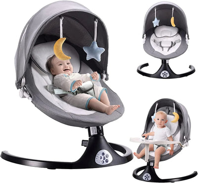 Baby swing for infants with dining table, portable rocking chair for children, 3 seat positions, 5 speeds with remote control
