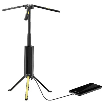 مصباح التخييم القابل للطي Luntra بسعة 15600mAh مع وظيفة باور بنك – إضاءة قوية بخمس وضعيات، ذراع تلسكوبي قابل للتعديل من Powerology