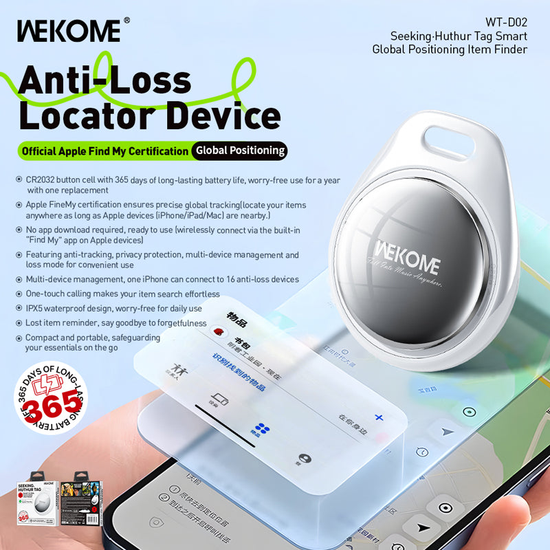 جهاز تتعب WEKOME WT-D02 Seeking· HuthurTag Smart Global Positioning Item Finder White