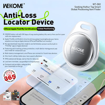 جهاز تتعب WEKOME WT-D02 Seeking· HuthurTag Smart Global Positioning Item Finder White
