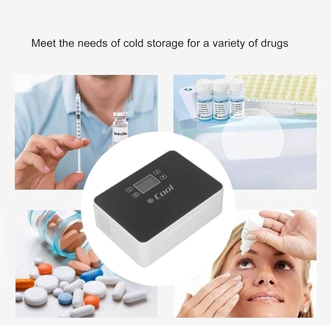 علبة تبريد أنسولين محمولة – ثلاجة طبية صغيرة ببطارية 13600 مللي أمبير