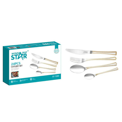 طقم ملاعق وشوك وسكاكين Winning Star ST-7200 – 24 قطعة ستانلس ستيل