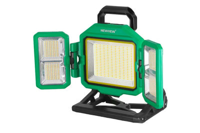 مصباح عمل محمول بالطاقة الشمسية 600 واط – 276 ليد فائق السطوع – بطارية 3300mAh – شحن USB-C وشمسي – مقاوم للماء