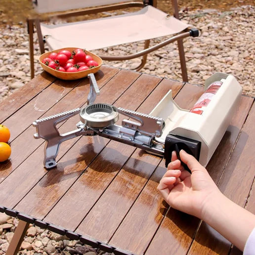 موقد غاز قابل للطي سهل الحمل مناسب للتخييم والنزهات في الهواء الطلق