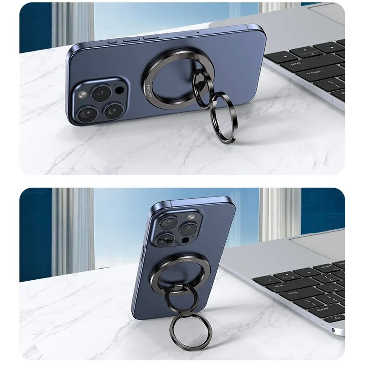 YESIDO C206 حامل حلقة مزدوجة من سبائك الزنك المغناطيسية القابلة للطي للهاتف المحمول