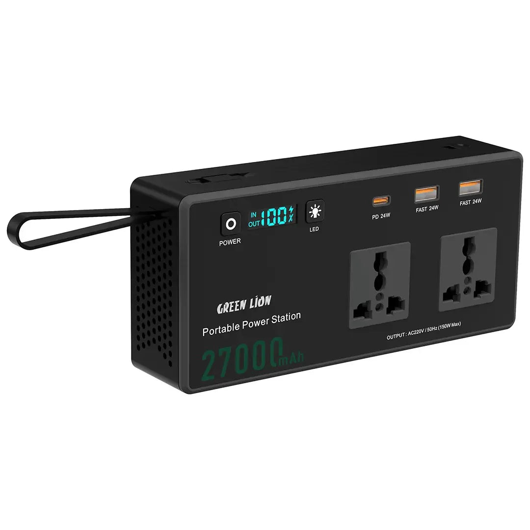 محطة طاقة محمولة Green Lion Volt Mate بسعة27000 مل أمبير بقدرة 150W مع شحن سريع بقوة 60 واط