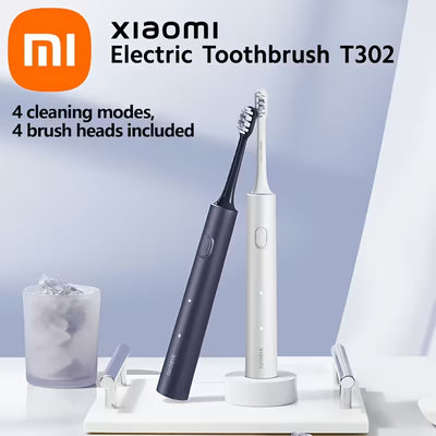 فرشاة أسنان كهربائية Xiaomi T302، ضوضاء منخفضة، محرك سونيك بدون فرشاة، تنظيف عميق وفعال، 4 أوضاع