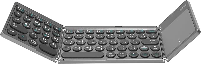 Foldable Wireless Triple-Fold Keyboard with Arabic and English Layout, High-Sensitivity Touchpad, 400-Hour Standby Time, Silent and Responsive Foldable Keys, Compatible with iOS, Mac, Android, and Windows - Gray