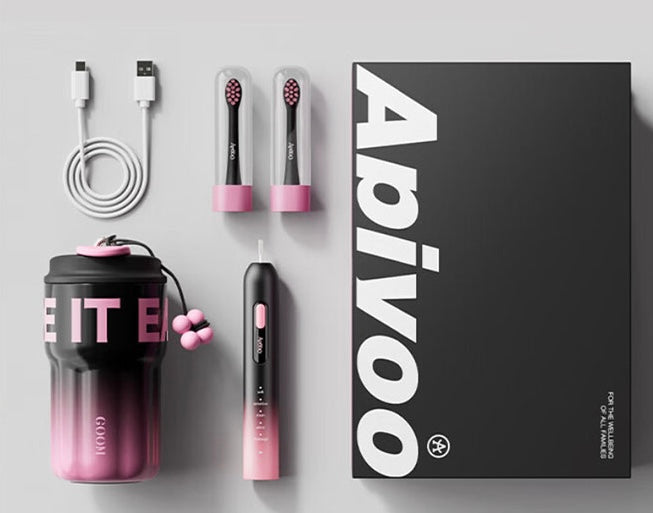 ApiYoo T15 Electric Toothbrush with Drinking Cup, Pink