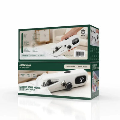 ماكينة خياطة يدوية محمولة Green Lion بسعة 2000mAh – لاسلكية مع شاشة رقمية وأداء سريع