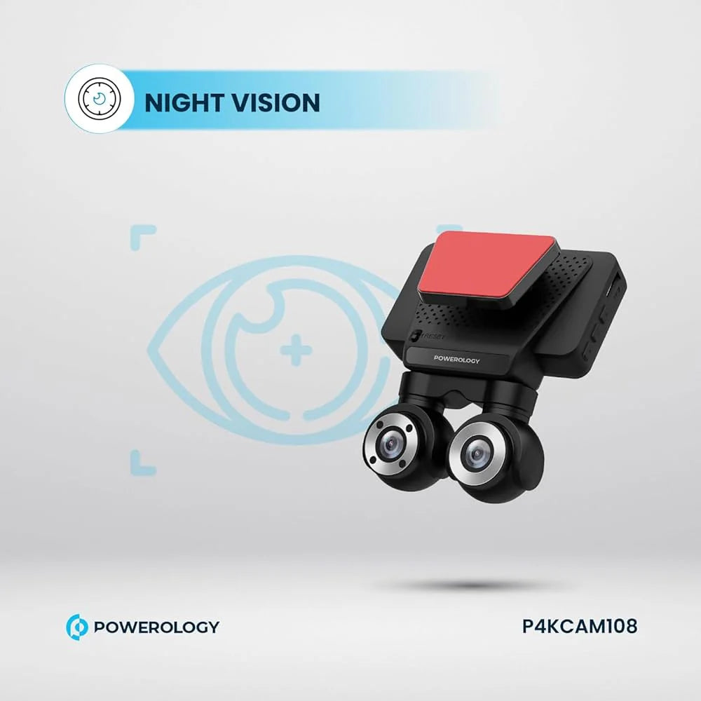 داش كام تسجيل أمامي 4K و داخلي FHD من POWEROLOGY