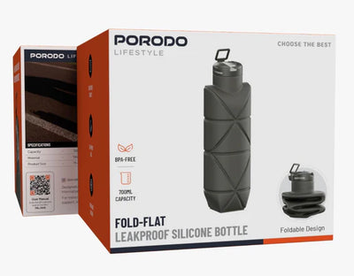 قارورة ماء سيليكون قابلة للطي محكمة الإغلاق من Porodo Lifestyle – سعة 700 مل