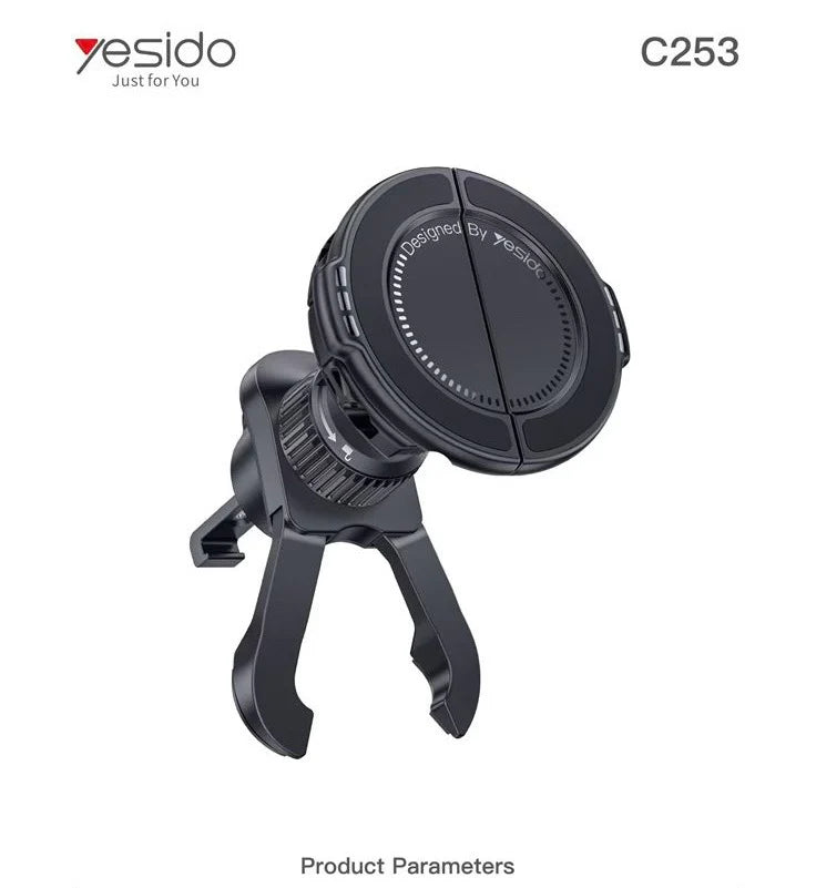 Yesido 2-in-1 Car Phone Holder with Magnetic Stability and Secure Clip for Air Vent Mounting