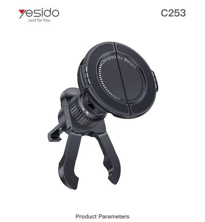 Yesido 2-in-1 Car Phone Holder with Magnetic Stability and Secure Clip for Air Vent Mounting