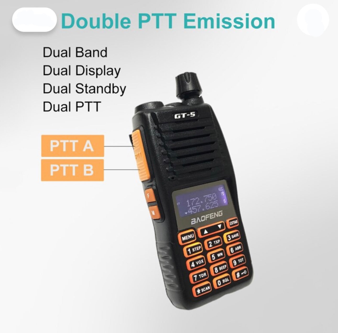 جهاز لاسلكي محمول ثنائي من Baofeng GT5