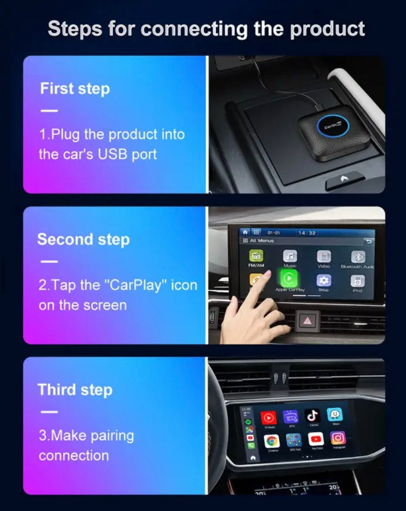 Carlink 8 + 128Gb Led Light Custom Carlinkit Car Play Smart Box Ai Box For  Wireless Carplay Car Tiktok