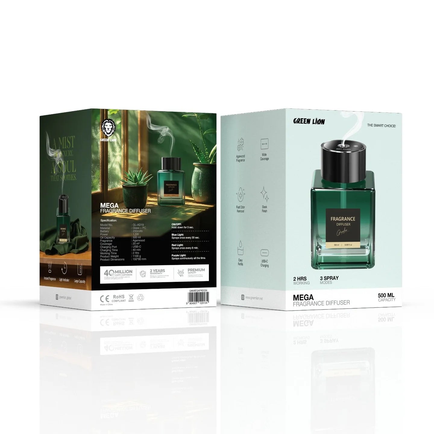 Mega Fragrance Diffuser – Green Lion عطّر مكانك بأناقة وذكاء