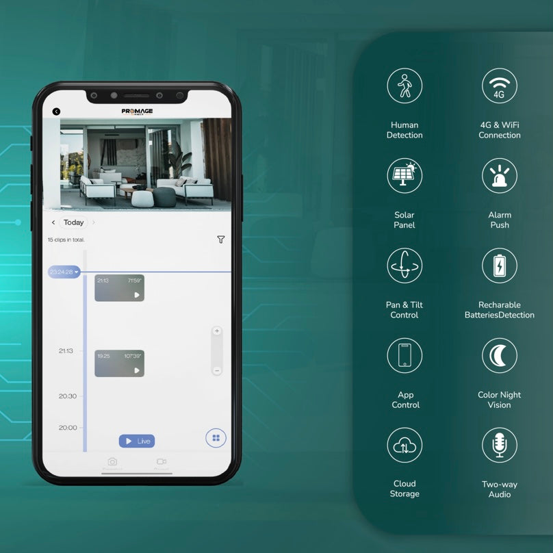 كاميرا Promage Connect Solar Power PTZ، الطراز PC-S303-4G-B