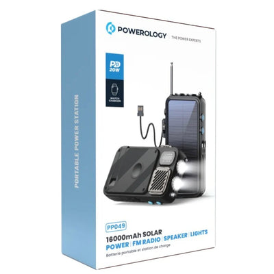 Solar Emergency Radio with 16000mAh Power Bank – LED Lamp, FM, and Wireless Charger