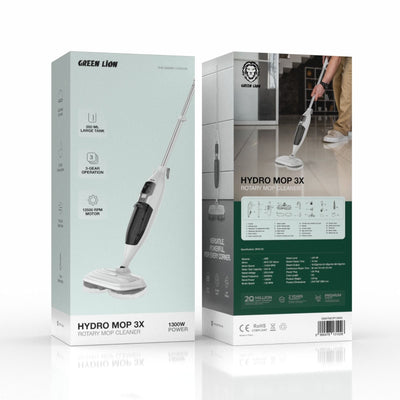 ممسحة Green Lion Hydro Mop 3X الدوارة بقوة 1300 واط - تنظيف فائق بتقنية البخار