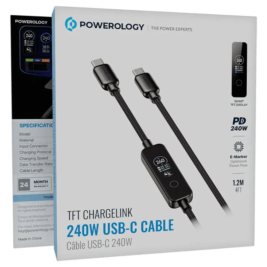 كابل تشارج لينك USB-C بقوة 240 واط من Powerology