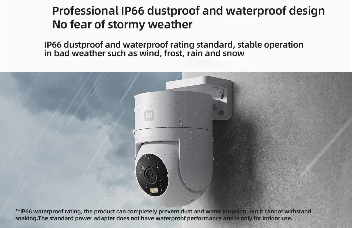 كاميرا خارجية من شاومي CW300 MBC31 بدقة صورة فائقة الوضوح 2.5K، مقاومة للرياح والمطر، مراقبة ذكية للأشخاص بتقنية الذكاء الاصطناعي، مقاومة للماء بمعيار IP66