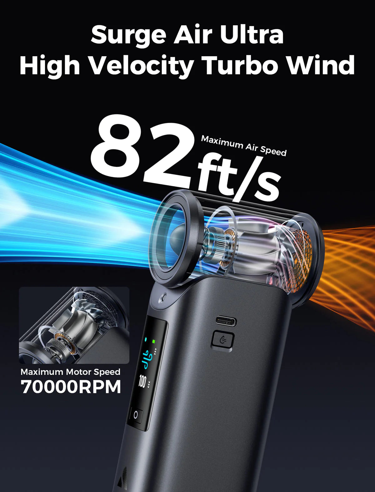 مروحة Aecooly Cold Air Ultra المحمولة بالرذاذ المبرد – شاشة لمس ملونة وبطارية 7000 مل أمبير