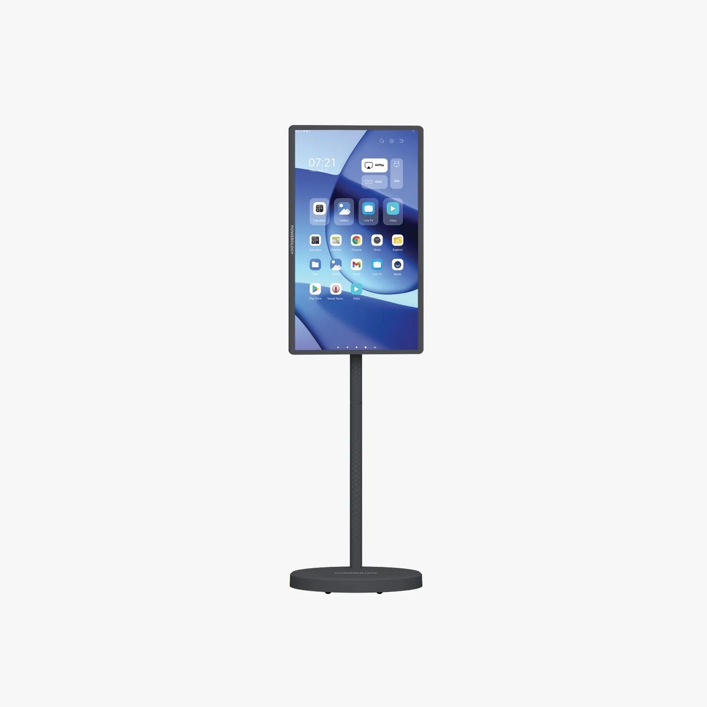 Powerology 32-inch Portable Smart Screen with Stand, supporting Android 15