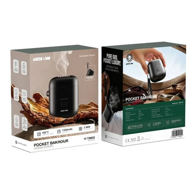 مبخرة بخور محمولة Green Lion Pocket Bakhour ببطارية 1400mAh – أسود